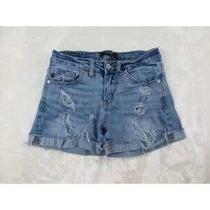 Judy Blue Shorts Womens Small Blue Denim Jeans JB1550 Stretch Distressed Ladies*